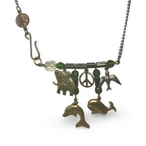 Vintage Isle of Magic “Save the Ocean” Greenpeace Gold Charm Necklace